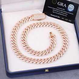 Wholesale 15mm Hip Hop Vvs Diamond Necklace Sterling Sier Iced Out Cuban Link Moissanite Chain