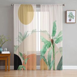 Curtain Bohemian Abstract Wind Leaf Plants Curtains For Living Room Bedroom Kitchen Decoration Window Tulle