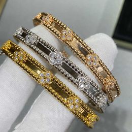 Designer's latest brand V Gold Plated Thick Kaleidoscope Bracelet Narrow Edition Precision Polishing High end Diamond Inlaid Luxury and Gorgeous Design
