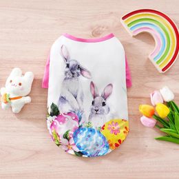 Dog Apparel Easter Egg Puppy Shirts Print Clothes Breathable Pet Cartoon Shirt Sweatshirt For Dogs Cats