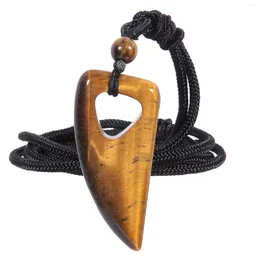 Pendant Necklaces TUMBEELLUWA Carved Teeth Shape Hollowed-out Crystal Stone Necklace For Unisex With Adjustable Rope