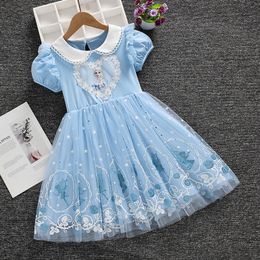 Girls summer new Aisha short sleeve princess dress Frozen children Aisha foreign dress birthday dress