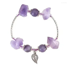 Strand Wholesale Lavender Purple Natural Crystal Bracelet Gravel Beads Bracelets For Women Girl Gift Simple Original Stone Jewellery