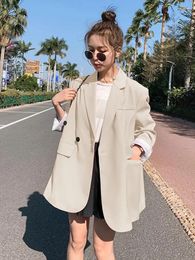 Women's Suits LANMREM Women Fashion Blazer Notched Long Sleeves Solid Clolor Single Button Casual Coats Versatile 2024 Female Clothing