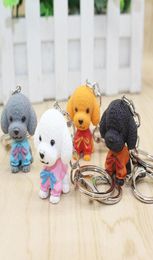4 Pcs Pvc Teddy Dog Pendant Alloy Keychain Keyring For Women Men Decorative Bag Key Chain Jeweley Gift Gray White Multi Color Mixt2607111