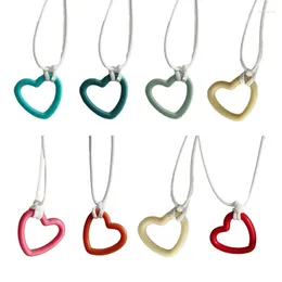 Pendant Necklaces Resin Heart Necklace Sweet Cool Clavicle Chain Colourful Rope