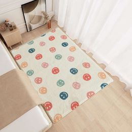 Fresh and Cute Imitation Cashmere Carpet for Household Bedroom Non Slip Absorbent Bedside Blanket Washable Easy to Maintain Dirt Resistant