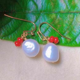 Dangle Earrings Natural White Freshwater Baroque Pearl Red Jade Gold Drop Everyday Women Ear Cuff Party Hoop Platinum Minimalist