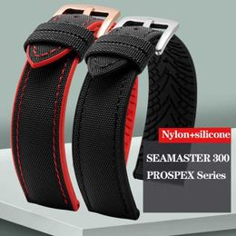 Watch Bands 20mm 22mm 24mm nylon Sile bottom strap suitable for Omega Precision Hamilton waterproof and breathable canvas rubber belt Q240430