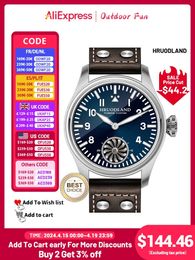 Hruodland F016 Pilot Watch Seagull Movement Mechanical BGW9 Luminous Sapphire Crystal 4m Men Retro 240419