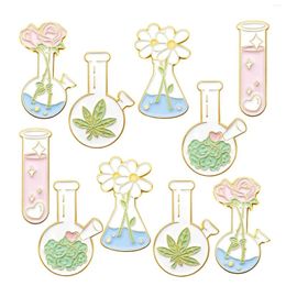 Dangle Earrings 10 PCS Enamel Pin Cute Cartoon Flask Test Tube Plant Lapel Brooches Badges For Backpacks Jackets