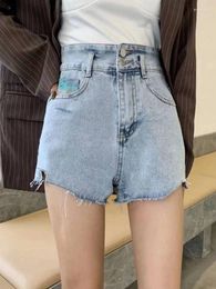 Women's Jeans Summer Women Sexy High Waist Denim Female Loose Fit Wide Leg Back Pocket Diamonds Casual Shorts Streetwear 5XL