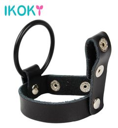 IKOKY Cock Ring Silicone Penis Ring Penis Sleeve Leather For Men SM Bondage Set Kit Belt Device Sex Toys q1707185154104