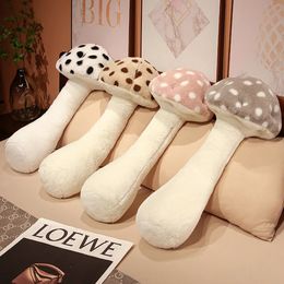 Cute mushroom plush toy large size huggable pillow filled with soft plant mushroom style sleeping doll throwing back cushion home decoration 240424