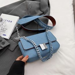 Evening Bags Luxury Band Denim Flap Handbag And Purse For Women Shoulder Crossbody Bag 2024 Ladies Trendy Messenger High Quality