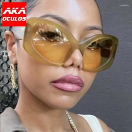 Sunglasses AKA Oculos Punk Oversized Women Personality Vintage Eyewear 2024 Luxury Simple Sun Glasses Gafas De Sol