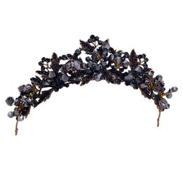 DIEZI Baroque Black Crystal Beads Bridal Tiaras Crown Rhinestone Diadem Pageant Veil Tiara Headbands Wedding Hair Accessories Y2002258879