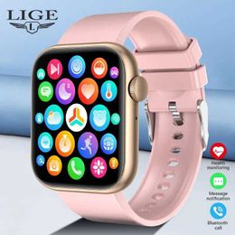 Wristwatches LIGE Smart For Women Full Touch Screen Bluetooth Call Waterproof es Sport Fitness Tracker Smart Lady Reloj Mujer d240430