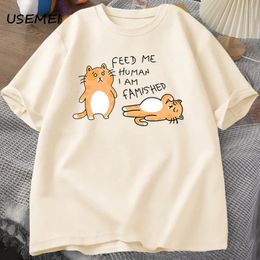 Tshirts Men Women Fuuny Cat Lovely Print T Shirt Summer Cotton Mens Casual Harajuku Oversized Male Clothing Tees 240423