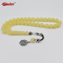 Strand Tasbih Yellow Resin Muslim Man Bracelet 33 51 99 100 Rosary Prayer Beads Arabic Accessories Islamic Misbaha