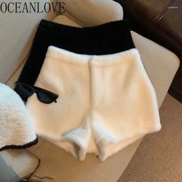 Women's Shorts OCEANLOVE Autumn Winter Mujer Solid Thick Korean Fashion High Waist Warm Women Pants Vintage Sexy Pantalones Cortos