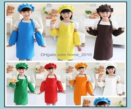 cute aprons for women kids Pocket Craft Cooking Baking Art Painting Kitchen Dining Bib Children 10 Colours Obt8198577