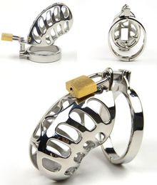 New Small Device Metal Spikes Stainless Steel Cock Cage Belt Cock Ring BDSM Toys Bondage Sex Products For Men3450737