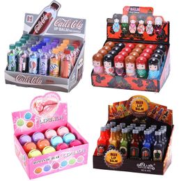 24 pezzi/lotto all'ingrosso grazioso balsamo per labbra idraturante labbalm per odore piacevole per odore di odore gloss labiale kawaii trucco lebbro lucidala gloss 240418