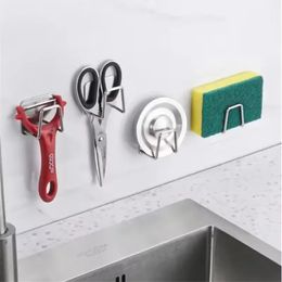 Kitchen Sponges Holder Stainless Steel Sink Shelf Adhesive Holders Drain Drying Rack Wall Hooks Accessories Storage Organiser