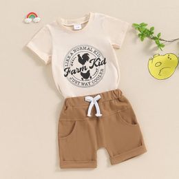 Clothing Sets Lesimsam Toddler Baby Boy Farm Outfit Chicken Tractor Short Sleeve T-Shirt Top And Shorts Set 2Pcs Summer Outfits