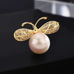 Brooches Cute Pearl Bee Brooch Elegant Insect Metal Corsage Women's Suit Lapel Pins Accessories Year Gifts For Girlfriend