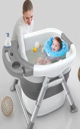 Baby Bathtubs for Infants Childrens Folding Bath Bucket Multifunctional Aluminum Alloy Bathtub Large 015 Growth Stage Bathtub3582778
