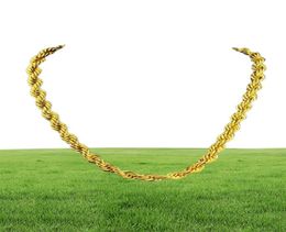 Hip Hop 24 Inches Mens Solid Rope Chain Necklace 18k Yellow Gold Filled Statement Knot Jewellery Gift 7mm Wide3102319