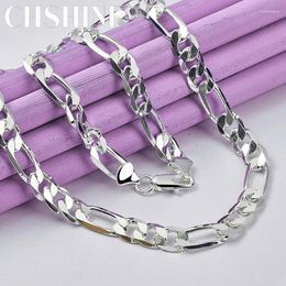 Pendants CHSHINE 925 Sterling Silver 8mm Men's Chain 16-24 Inch Necklace For Women's Lady Wedding Engagement Fashion Charm Jewelry