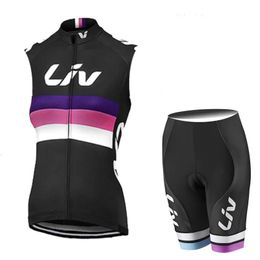 Women LIV Cycling vest shorts set Summer Breathable Short Sleeve Clothing QuickDry MTB Bike Clothes Suit 240426