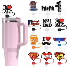 father straws topper cute cartoon straw charms accessories tumbler decoration silicone dust plug reusable