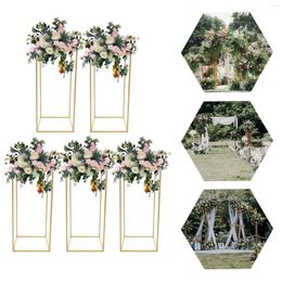 Party Decoration 5pcs Gold Floor Stand Metal Column Flower Wedding Decorative Rack Venue 60 Cm