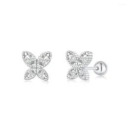 Stud Earrings S925 Silver Earnail Zircon Inlaid Butterfly Series Light Luxury Temperament Fashion Versatile Simple Jewellery