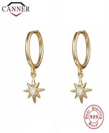 Januarysnow 925 Sterling Silver Hoop Earrings for Women Minimalist INS Anise Star Small Sun CZ Crystal Zircon Earrings Fashion Jew3258690