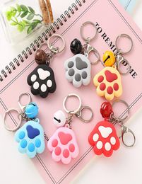 Cute Cat Paw Keychain Creative Gifts Cat Pad Key Chain Cartoon Panda Paw Keyrings Bells Key Rings7487812