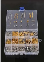 DIY Jewellery Findings Kit Bead Caps Earring Hook Lobster Clasp End Cap Jump Rings Crimp Beads Extension Chain for Jewellery making1224769