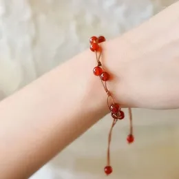 Link Bracelets Antique Red Bean Bracelet Friend Rope Agate Couple Versatile Forest Style Women Festival Party Accessories Gift