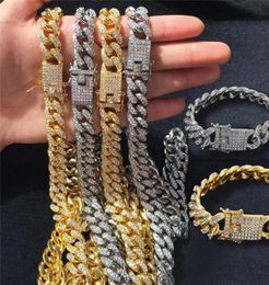 Mens Iced Out Chain Hip Hop Jewellery Necklace Bracelets Rose Gold Silver Miami Cuban Link Chains Necklaces29927760125