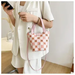 Evening Bags Xiuya Kawaii Japanese Cartoon Handbags For Women 2024 Summer Fashion Plaid Print Cute Casual Lady Shoulder Bag Coin Purse