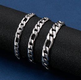 5pcs in bulk stianless steel Embossed figaro Chain NK Chain bracelet bangle 7mm8mm9mm 8 inch Jewellery for mens fashion gifts5622758