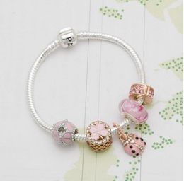 charm bracelet 925 silver bracelets for women royal crown beads butterfly and owl and flower charms diy jewelry christmas gift18212836441