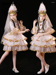 Stage Wear Xinjiang Dance Costume Children's Uighur Girl Garga Kazak Ethnic Minority Dancing Dress Women