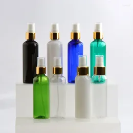 Storage Bottles 12pcs/lot 100ml Empty Makeup Setting Spray Plastic With Gold/Silver Aluminum Collar Perfume Cosmetic PET Container