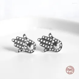 Stud Earrings LKO Real 925 Sterling Silver Retro Yoga Hands Ear Studs For Women Trendy Jewellery Ornaments