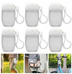 30ML Hand Sanitizer Bottle With Key Ring Hook Clear Transparent Plastic Refillable Containers Travel Bottle GH6327183980